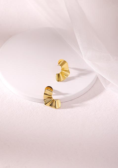 Gold Plated Crushed Stud Earrings