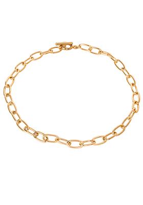 Gold Link Chain Toggle Lock Necklace 