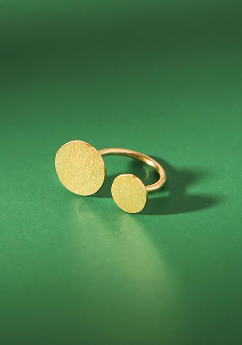 Gold Plated Dual Disc Open Ring