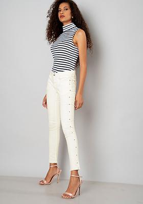 White Studded Skinny Jeans 