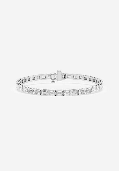 12 ctw Emerald Lab Grown Diamond East-West Tennis Bracelet - 7 Inches