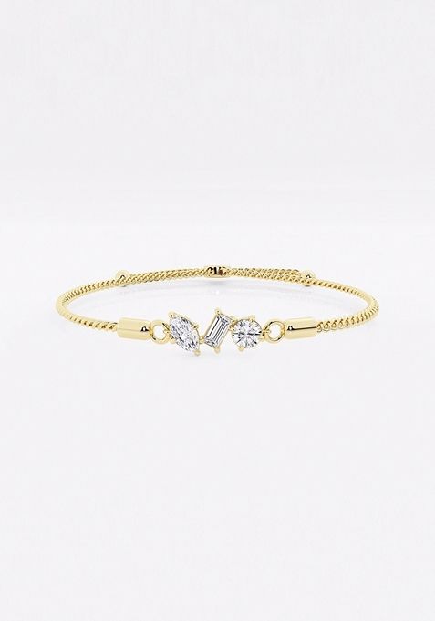 3/4 ctw Multi-Shape Lab Grown Diamond Three Stone Bolo Fashion Bracelet - 8 Inches