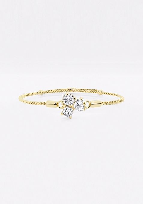 1 1/2 ctw Multi-Shape Lab Grown Diamond Three Stone Bolo Fashion Bracelet - 8 Inches