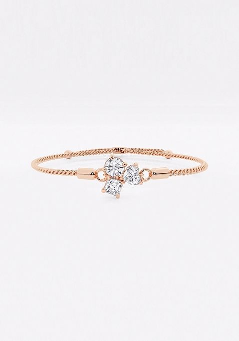 1 1/2 ctw Multi-Shape Lab Grown Diamond Three Stone Bolo Fashion Bracelet - 8 Inches