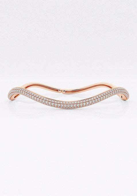 1 1/3 ctw Round Lab Grown Diamond Wavy Bangle Bracelet - 6 Inches