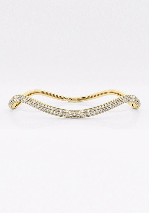 1 1/3 ctw Round Lab Grown Diamond Wavy Bangle Bracelet - 6 Inches