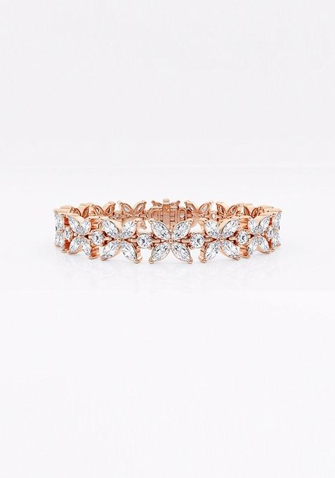 7 ctw Marquise and Round Lab Grown Diamond XO Fashion Bracelet - 6 Inches