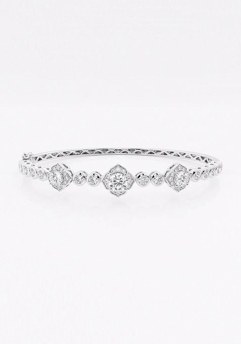 2 ctw Round Lab Grown Diamond Framed Bangle Bracelet - 7 Inches