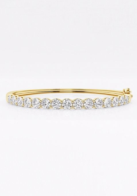 5 ctw Round Lab Grown Diamond Bangle Bracelet - 7 Inches