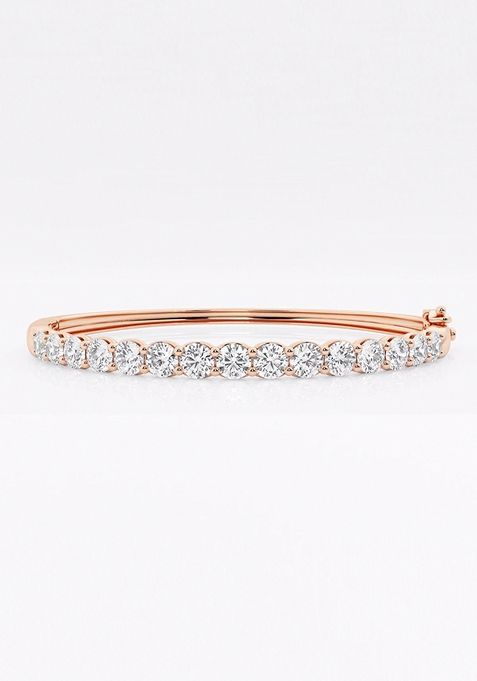 5 ctw Round Lab Grown Diamond Bangle Bracelet - 7 Inches