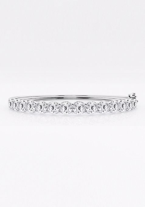 7  ctw Round Lab Grown Diamond Bangle Bracelet - 7 Inches