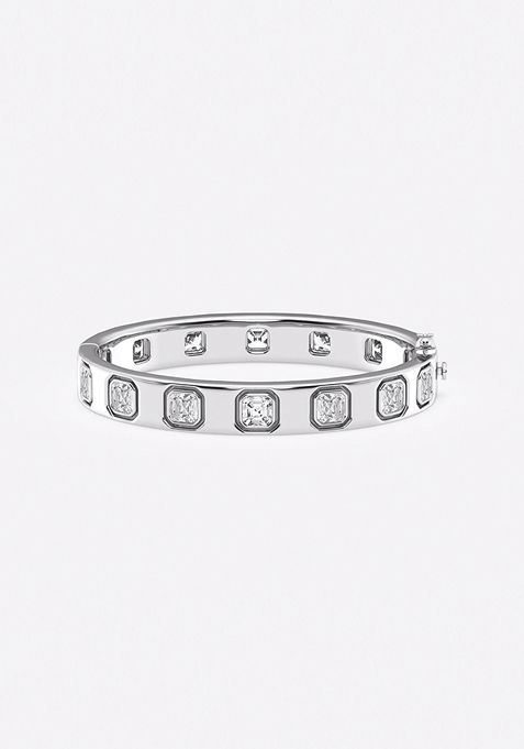 10 3/4 ctw Asscher Lab Grown Diamond Bangle Bracelet - 6 Inches