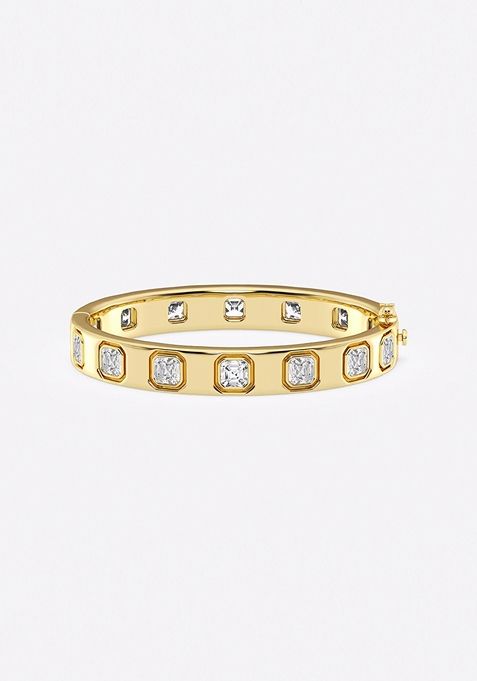 10 3/4 ctw Asscher Lab Grown Diamond Bangle Bracelet - 6 Inches