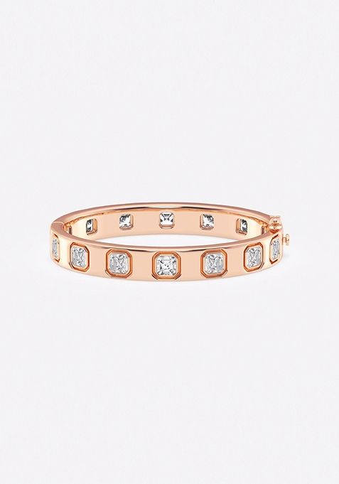 10 3/4 ctw Asscher Lab Grown Diamond Bangle Bracelet - 6 Inches