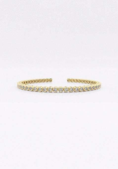 5 ctw Round Lab Grown Diamond Bold Bangle Bracelet 14K Yellow Gold 5.75 Inches