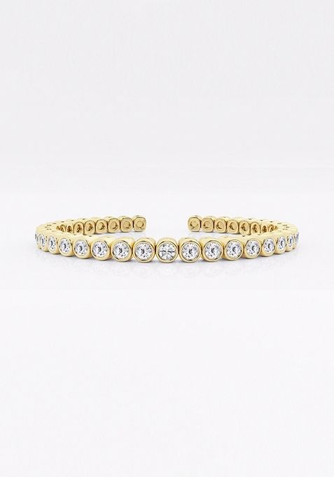 5 ctw Round Lab Grown Diamond Bold Bangle Bracelet 14K Yellow Gold 5.75 Inches