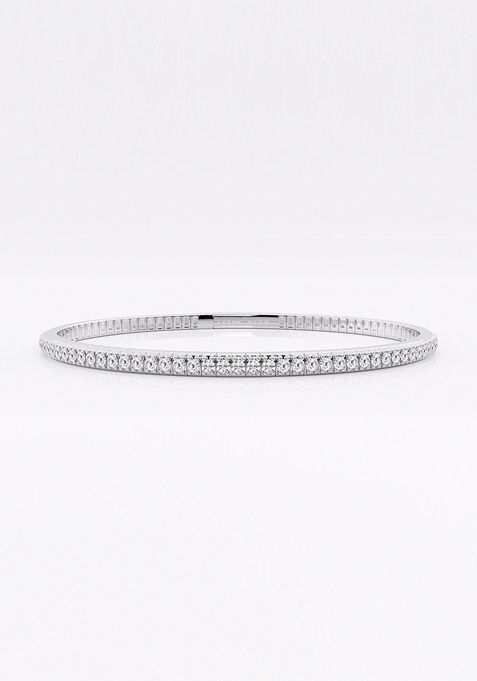 2 ctw Round Lab Grown Diamond Flex Bangle Bracelet - 7 Inches