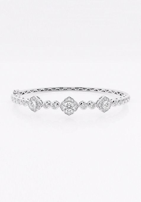 2 ctw Round Lab Grown Diamond Framed Bangle Bracelet - 7 Inches