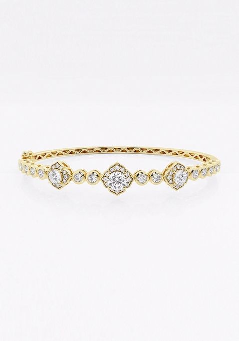 3 ctw Round Lab Grown Diamond Framed Bangle Bracelet - 7 Inches