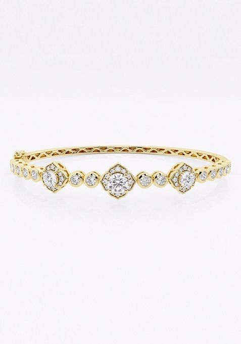 4 ctw Round Lab Grown Diamond Framed Bangle Bracelet - 7 Inches