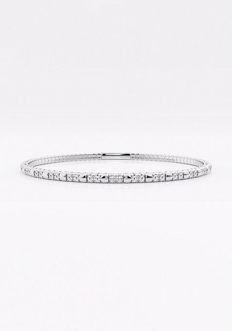 1/2 ctw Round Lab Grown Diamond Flex Bangle Bracelet - 7 Inches