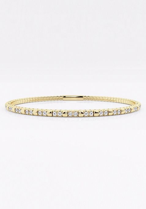 1/2 ctw Round Lab Grown Diamond Flex Bangle Bracelet - 7 Inches