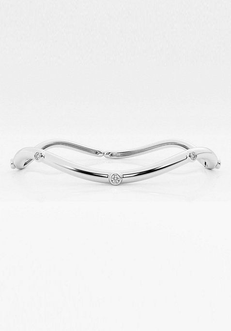 1/3 ctw Round Lab Grown Diamond Wavy Bangle Bracelet - 6 Inches