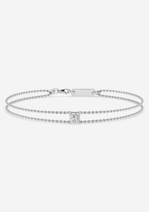 1/2 ctw Princess Lab Grown Diamond Chain Bracelet - 7.5 Inches