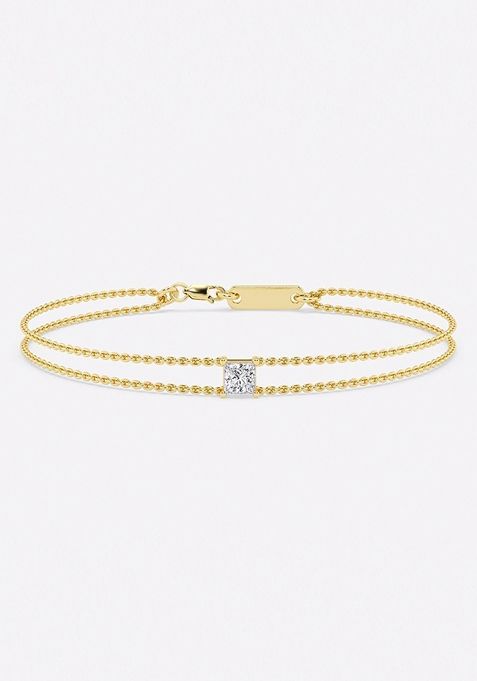 1/2 ctw Princess Lab Grown Diamond Chain Bracelet - 7.5 Inches