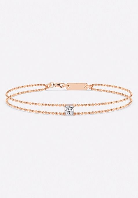 1/2 ctw Princess Lab Grown Diamond Chain Bracelet - 7.5 Inches