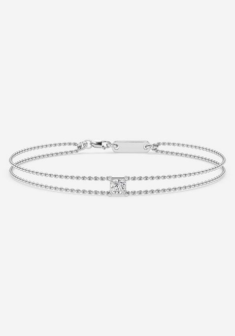 1/2 ctw Princess Lab Grown Diamond Chain Bracelet - 7.5 Inches