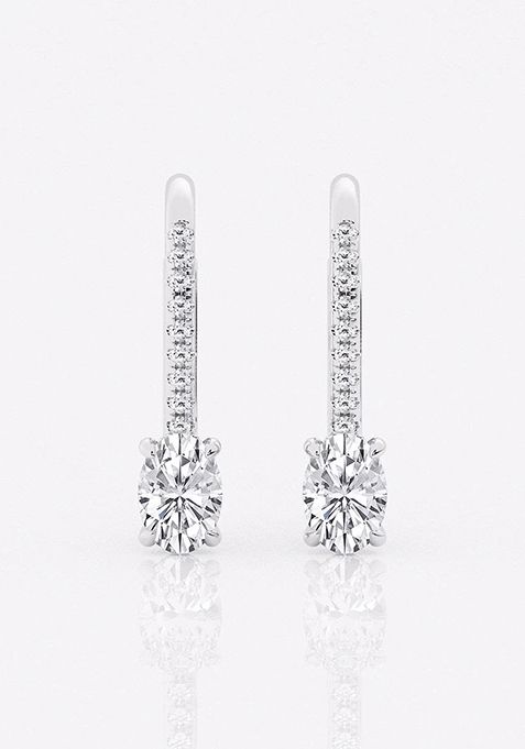 1 ctw Oval Lab Grown Diamond Hidden Halo Fashion Earrings