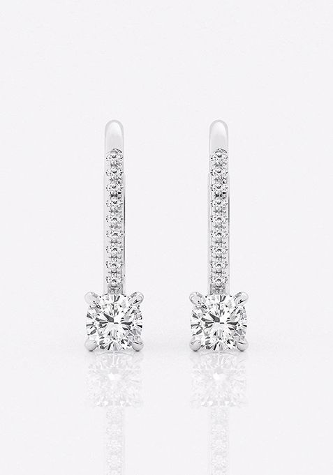 1 ctw Cushion Lab Grown Diamond Hidden Halo Fashion Earrings