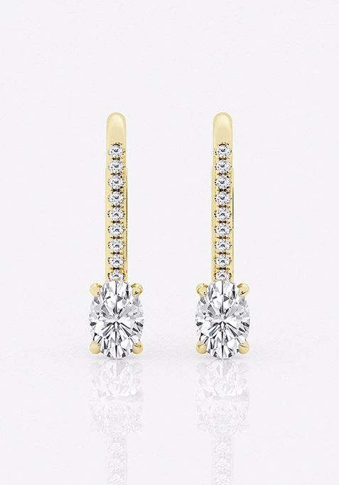 1 ctw Oval Lab Grown Diamond Hidden Halo Fashion Earrings