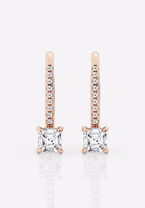 1 ctw Asscher Lab Grown Diamond Hidden Halo Fashion Earrings