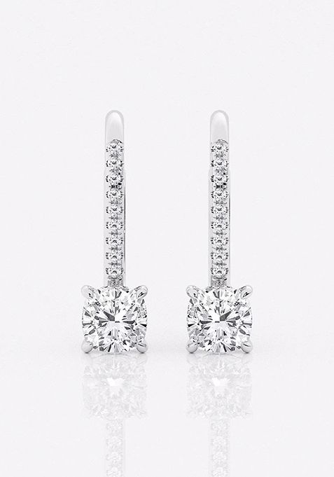 1 1/2 ctw Cushion Lab Grown Diamond Hidden Halo Fashion Earrings