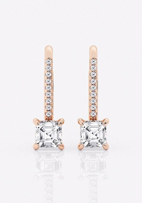 1 1/2 ctw Asscher Lab Grown Diamond Hidden Halo Fashion Earrings