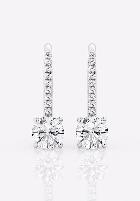 2 ctw Round Lab Grown Diamond Hidden Halo Fashion Earrings
