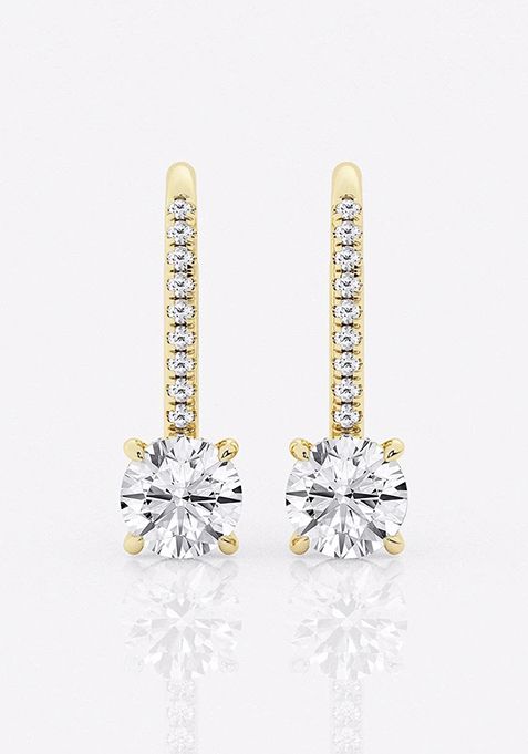 2 ctw Round Lab Grown Diamond Hidden Halo Fashion Earrings