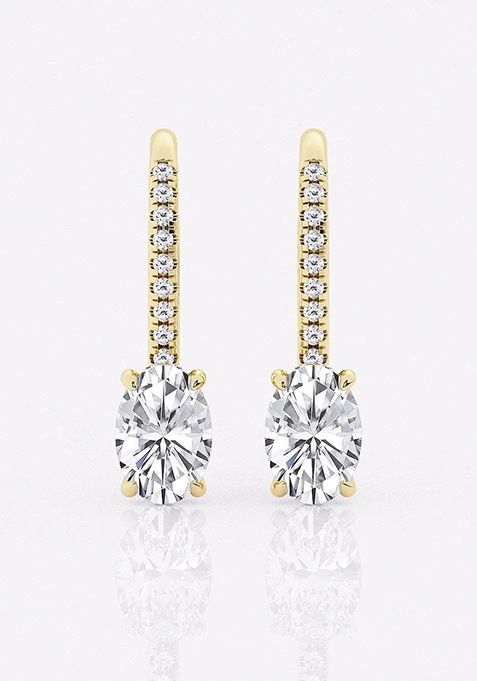 2 ctw Oval Lab Grown Diamond Hidden Halo Fashion Earrings