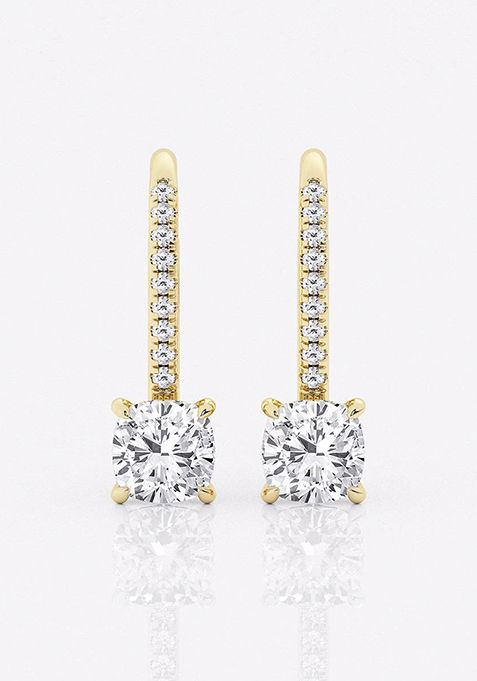 2 ctw Cushion Lab Grown Diamond Hidden Halo Fashion Earrings