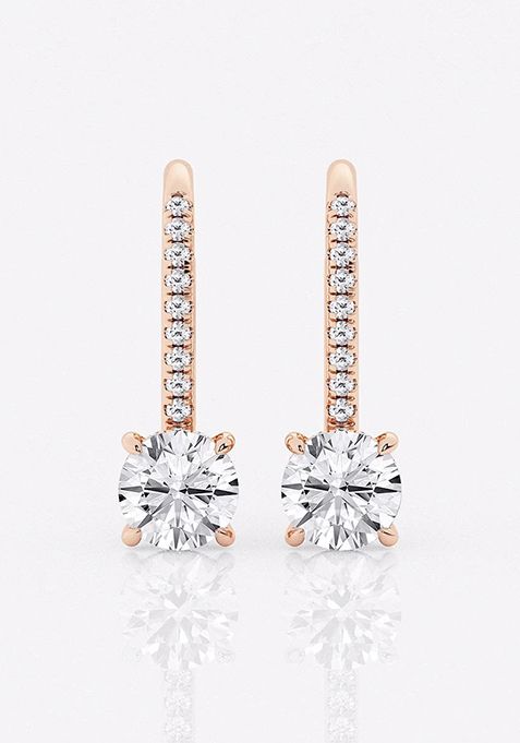 2 ctw Round Lab Grown Diamond Hidden Halo Fashion Earrings