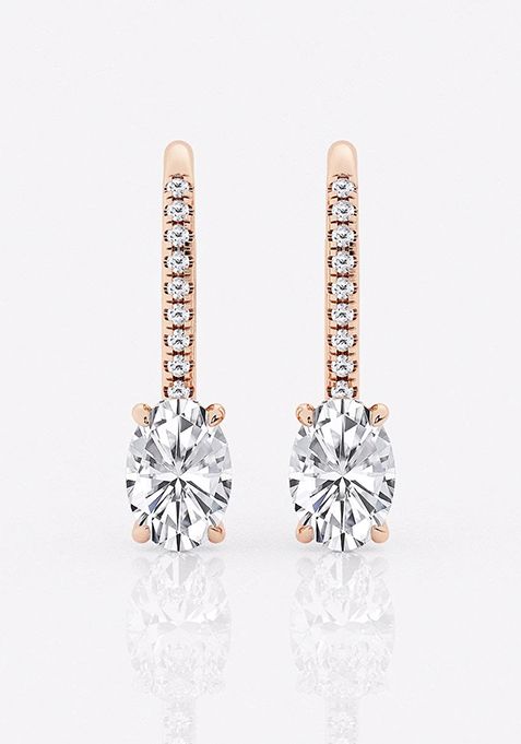 2 ctw Oval Lab Grown Diamond Hidden Halo Fashion Earrings