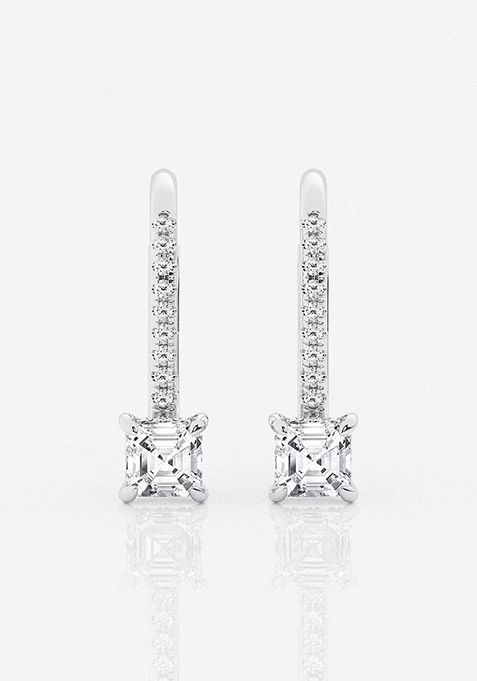 1 ctw Asscher Lab Grown Diamond Hidden Halo Fashion Earrings