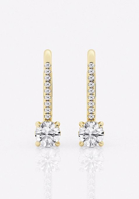 1 ctw Round Lab Grown Diamond Hidden Halo Fashion Earrings