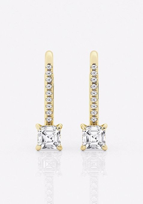 1 ctw Asscher Lab Grown Diamond Hidden Halo Fashion Earrings