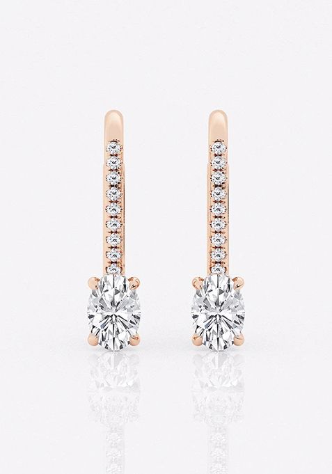 1 ctw Oval Lab Grown Diamond Hidden Halo Fashion Earrings