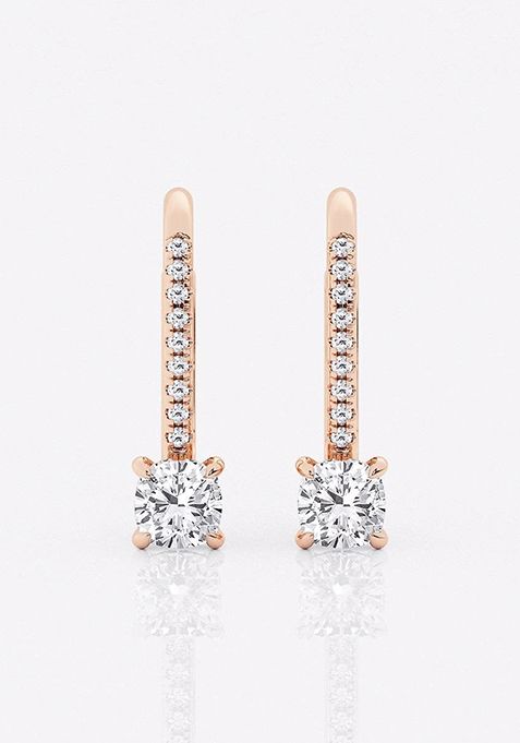 1 ctw Cushion Lab Grown Diamond Hidden Halo Fashion Earrings