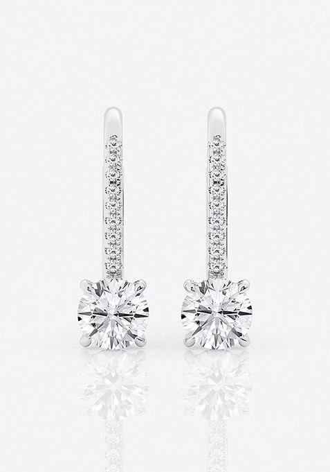 1 1/2 ctw Round Lab Grown Diamond Hidden Halo Fashion Earrings