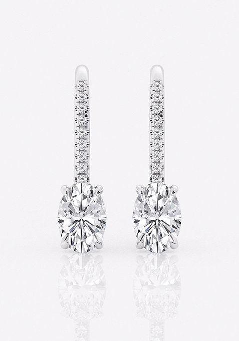 1 1/2 ctw Oval Lab Grown Diamond Hidden Halo Fashion Earrings